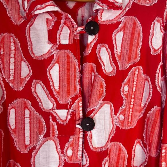 Kaktus Distressed Abstract Artsy Button Front Cardigan Top Size Medium - Picture 6 of 10